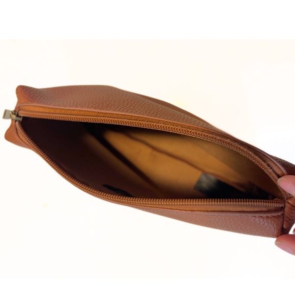 Anthropologie Faux Leather Makeup Travel Bag Brown - Picture 5 of 7